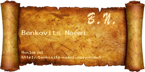 Benkovits Noémi névjegykártya